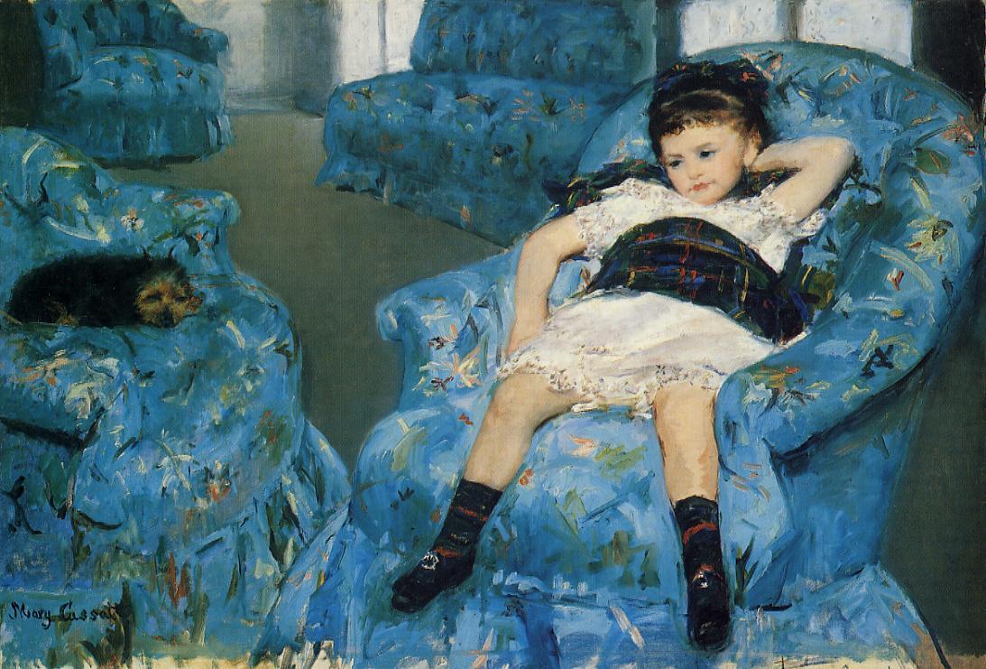 Little Girl in a Blue Armchair - Mary Cassatt Painting on Canvas